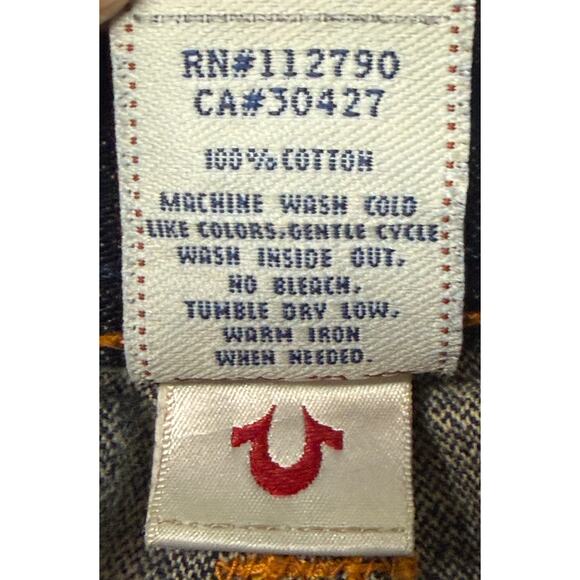 True Religion Joey Flare Jeans Size 26 Made USA Low Rise Distressed Cotton EUC - Picture 10 of 11
